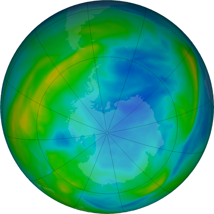 Antarctic ozone map for 18 July 2022